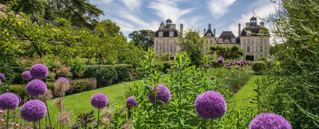 Vue sur le château de Cheverny depuis les jardins