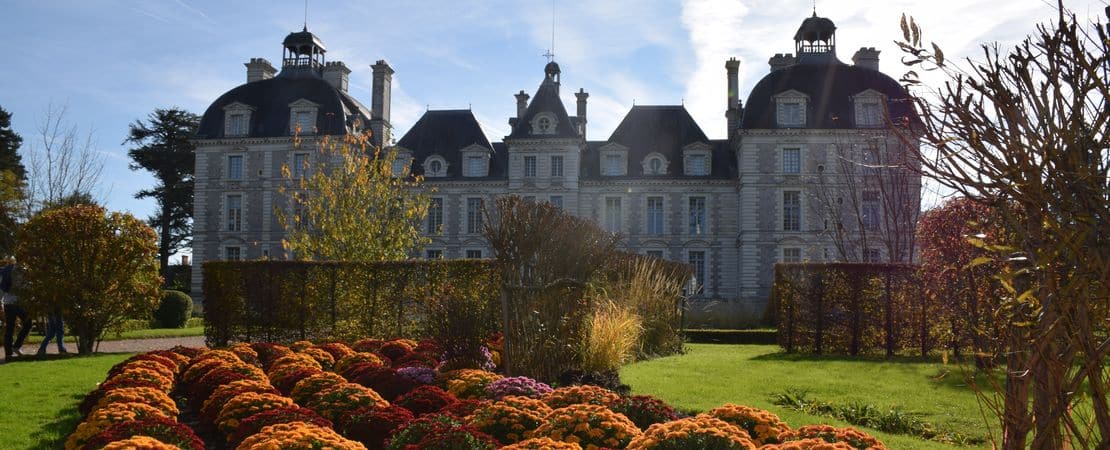 Vue sur le devant du château en automne
