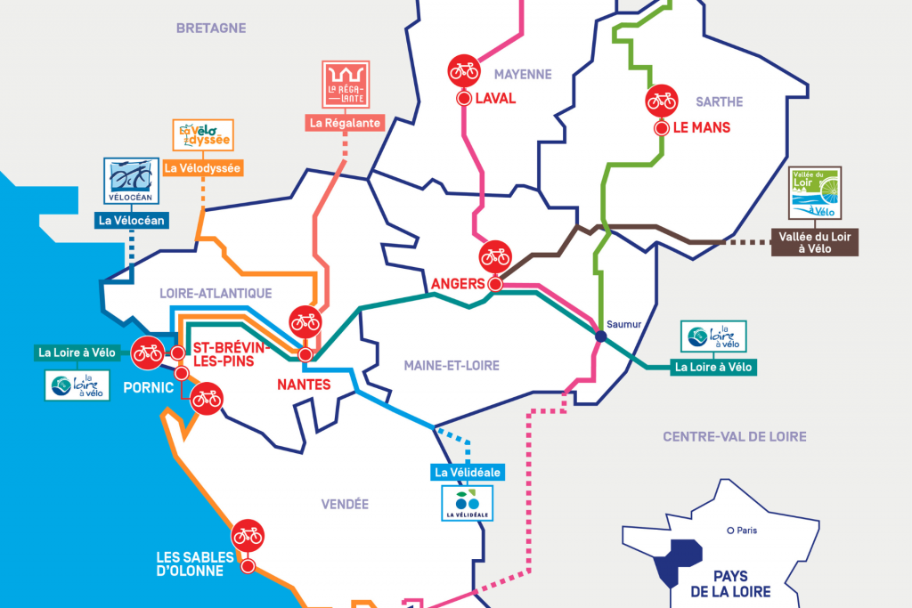 Carte des points de dépôts des vélos en Pays de la Loire