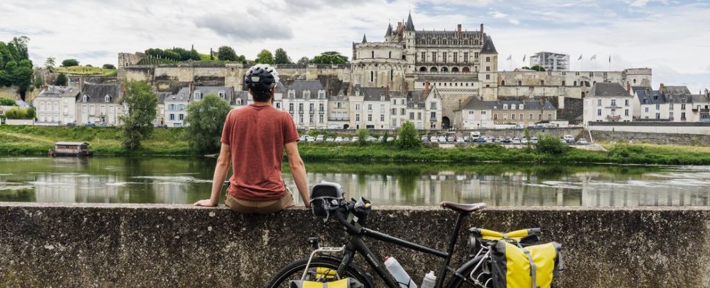 homme regardant le château d'Amboise